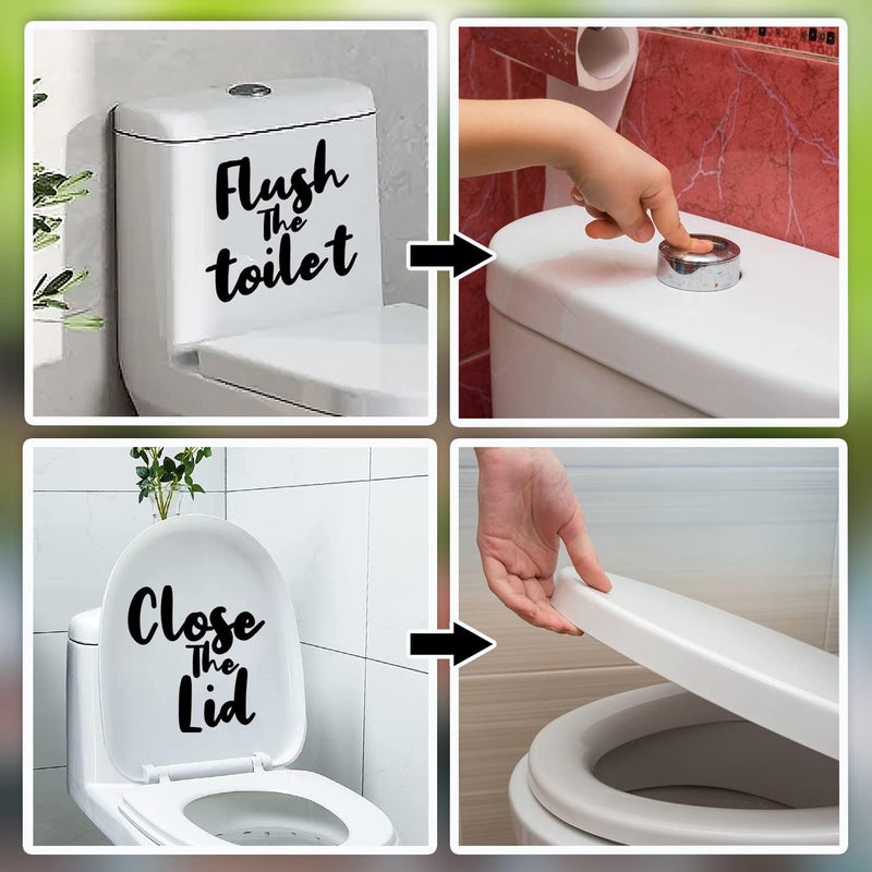 LiveGallery 3 Pieces Set Wow Nice Rooster Toilet Sticker Black Praise Thumb Toilet Lid Decals DIY Removable Funny Reminder Toilet Seat Stickers for Toilet Cistern Bathroom WC Restroom Door - Image 4